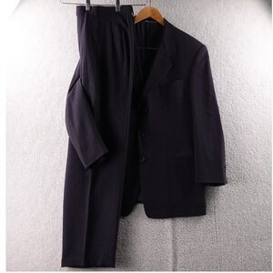 Mani Made in Canada Men 40R Designer Wool Suit Jacket Blazer & Trousers Set Navy